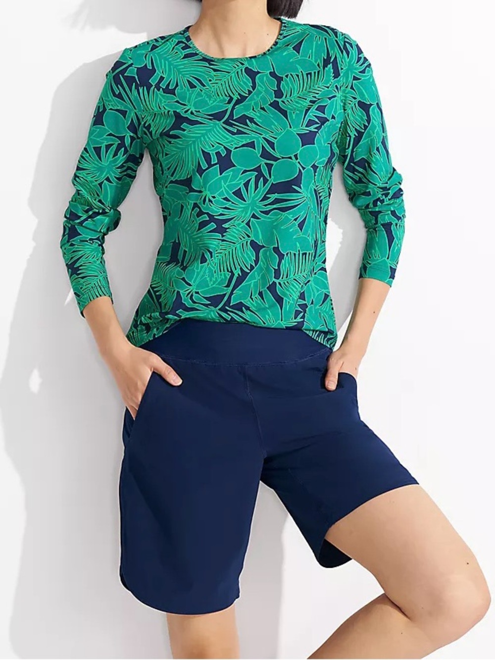 New Lands End SunShade Board Shorts w/ Panty Swim Shorts 8 Navy Blue